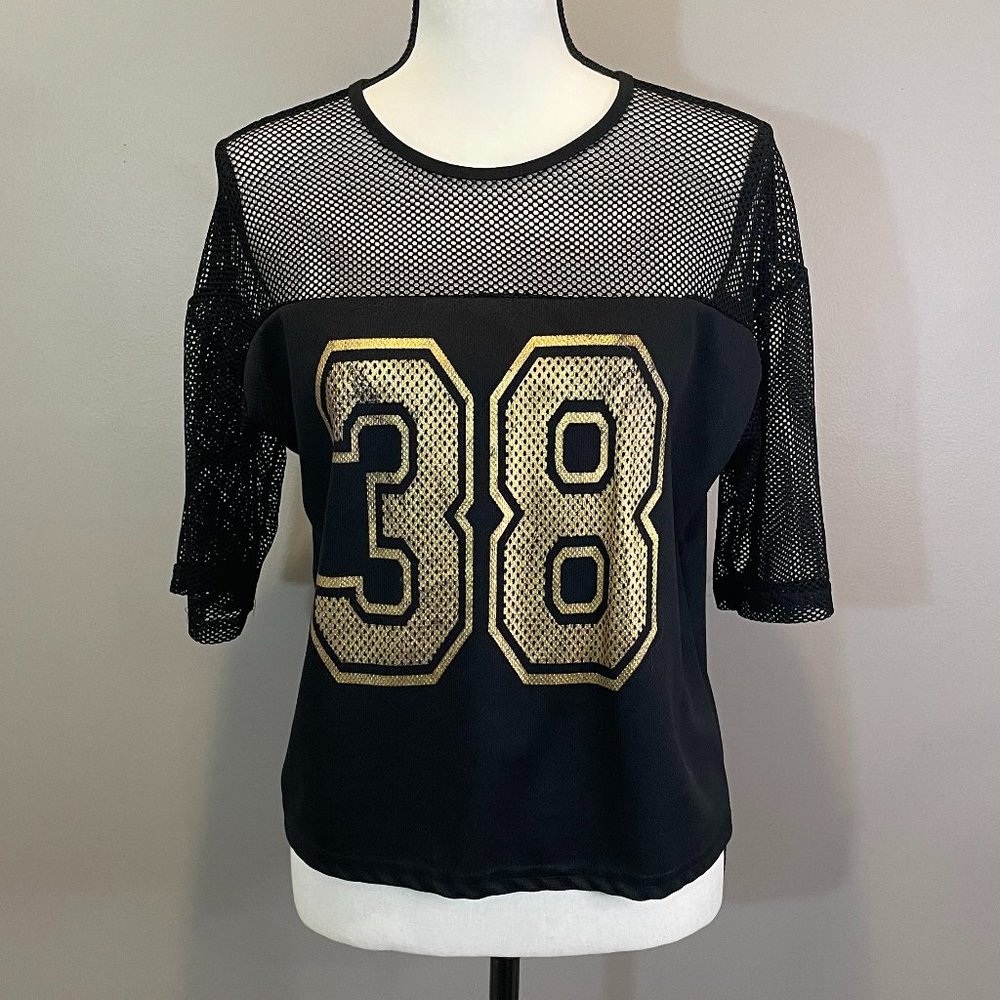 Brave Soul Womens Crop Top Mesh Distressed Jersey #38